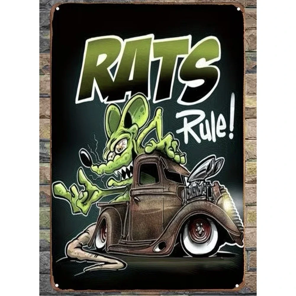 Sign Rat Fink Tin Wall Metal 8X12 Hot Rod Garage Racing Man Cave Bar Rats Rule